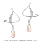 Earspirals Earrings Diamond Accent Dangling Teardrop Pearl Sterling Silver