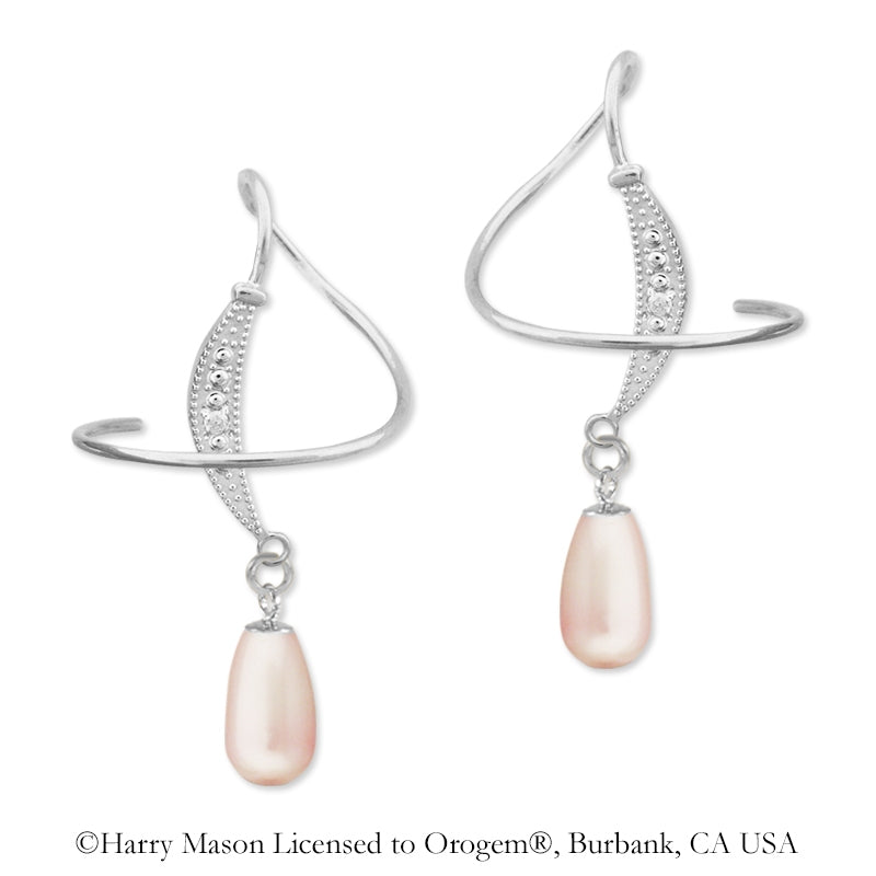 Earspirals Earrings Diamond Accent Dangling Teardrop Pearl Sterling Silver
