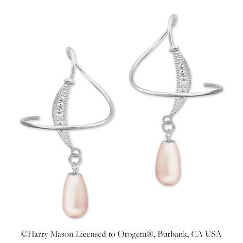 Earspirals Earrings Diamond Accent Dangling Teardrop Pearl Sterling Silver