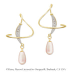 Earspirals Earrings Diamond Accent Dangling Teardrop Pearl 18k Gold Over Silver