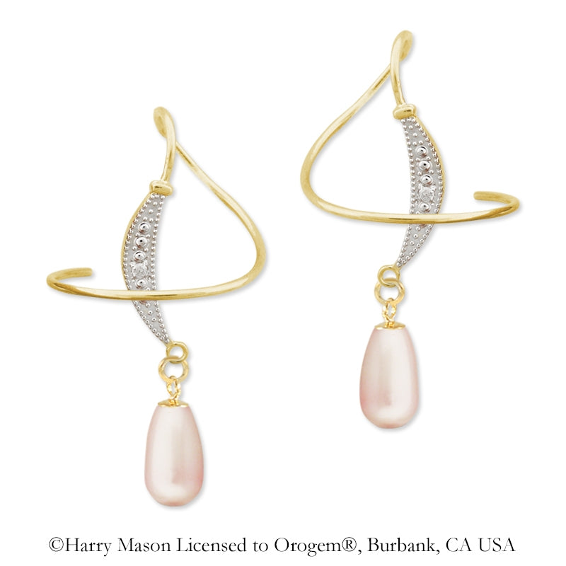 Earspirals Earrings Diamond Accent Dangling Teardrop Pearl 18k Gold Over Silver