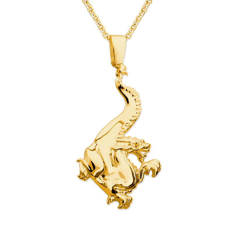 Gold Over Silver Noble Dragon Pendant Necklace