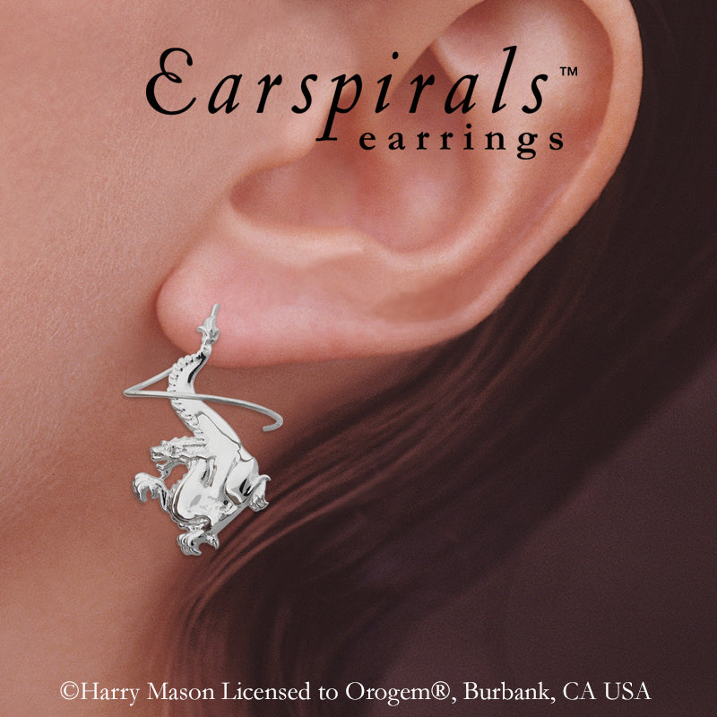 Sterling Silver Noble Dragon Earspirals Earrings