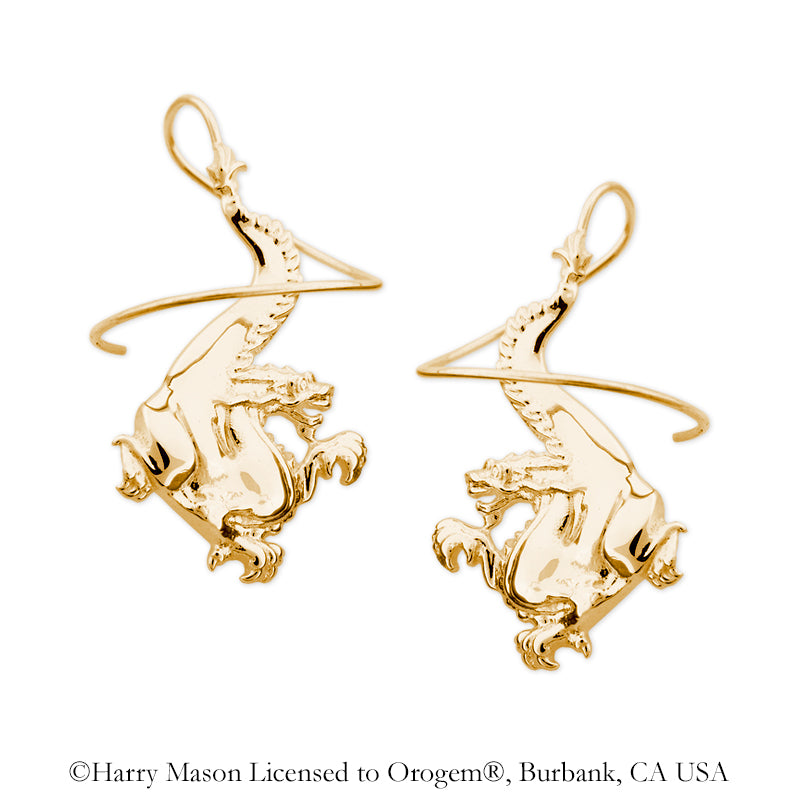 Gold Over Silver Noble Dragon Earspirals Earrings