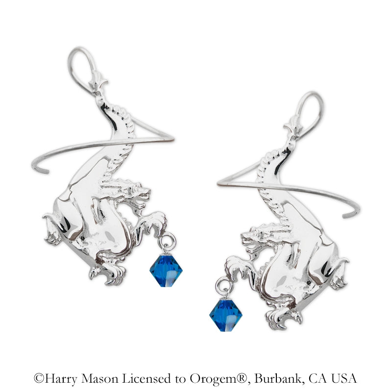 Sterling Silver Swarovski Crystal Noble Dragon Earspirals Earrings