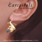 Gold Over Silver Swarovski Crystal Noble Dragon Earspirals Earrings
