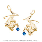 Gold Over Silver Swarovski Crystal Noble Dragon Earspirals Earrings