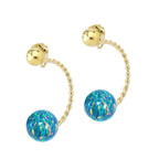 Blue Opal Cioro Illusion Twisted Hoop 18k Gold Over Sterling Silver Earrings