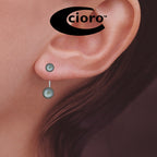 Dark Grey Freshwater Cultured Pearls Cioro Illusion Polished Hoop Silver Earrings