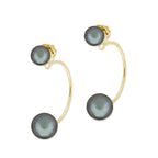 Dark Grey Freshwater Cultured Pearls Cioro Illusion Polished Hoop Gold Over Silver Earrings