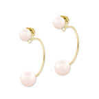 Pink Freshwater Cultured Pearls Cioro Illusion Polished Hoop Gold Over Silver Earrings
