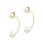 White Freshwater Cultured Pearls Cioro Illusion Polished Hoop Gold Over Silver Earrings