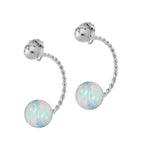 White Opal Cioro Illusion Twisted Hoop Silver Earrings