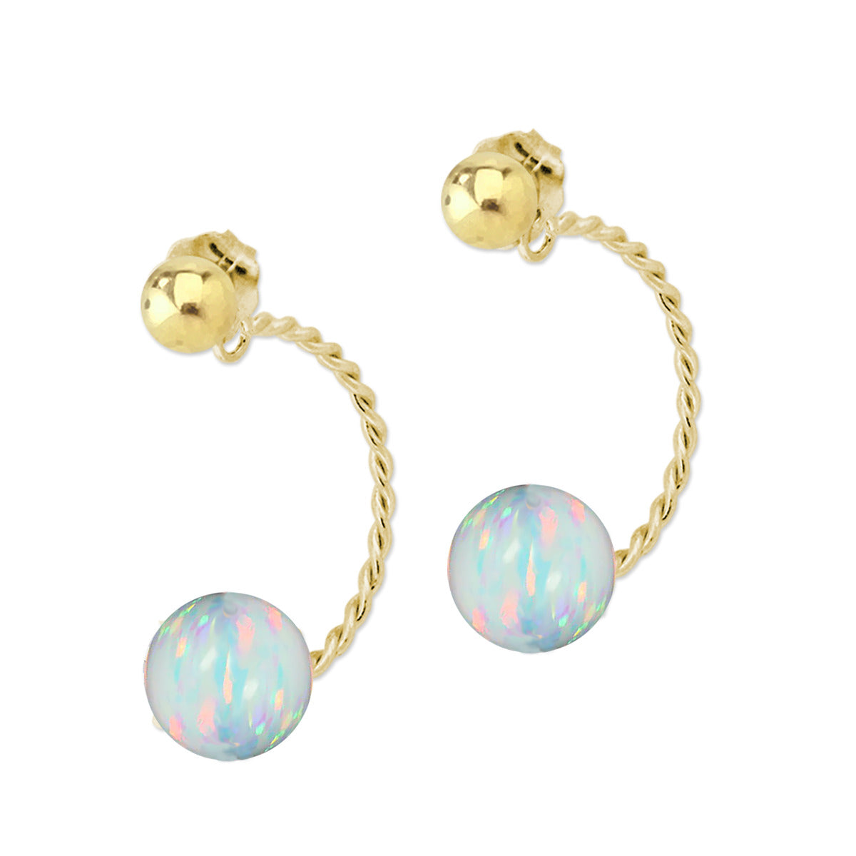White Opal Cioro Illusion Twisted Hoop 18k Gold Over Sterling Silver Earrings