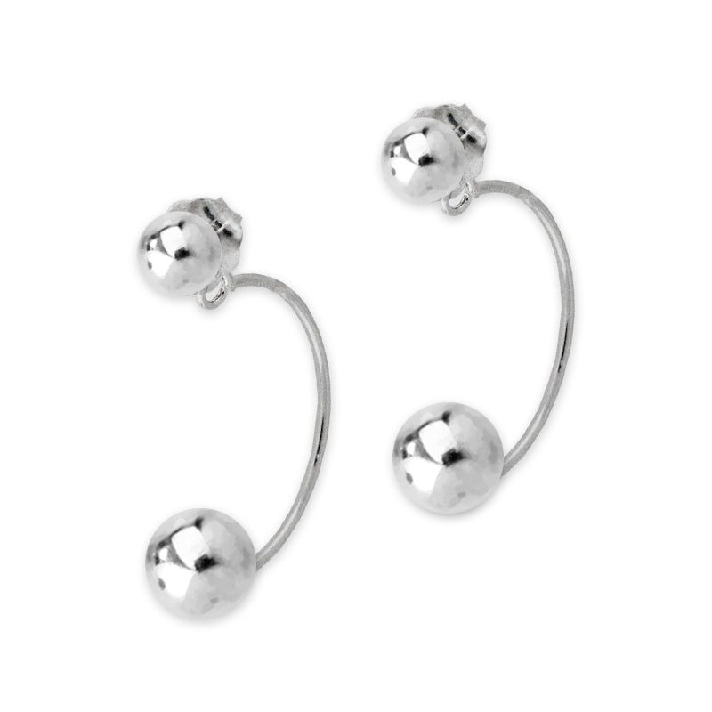 Sterling Silver Polished Beads Cioro Illusion Polished Hoop Earrings