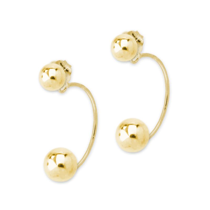 Gold Over Silver Polished Beads Cioro Illusion Polished Hoop Earrings