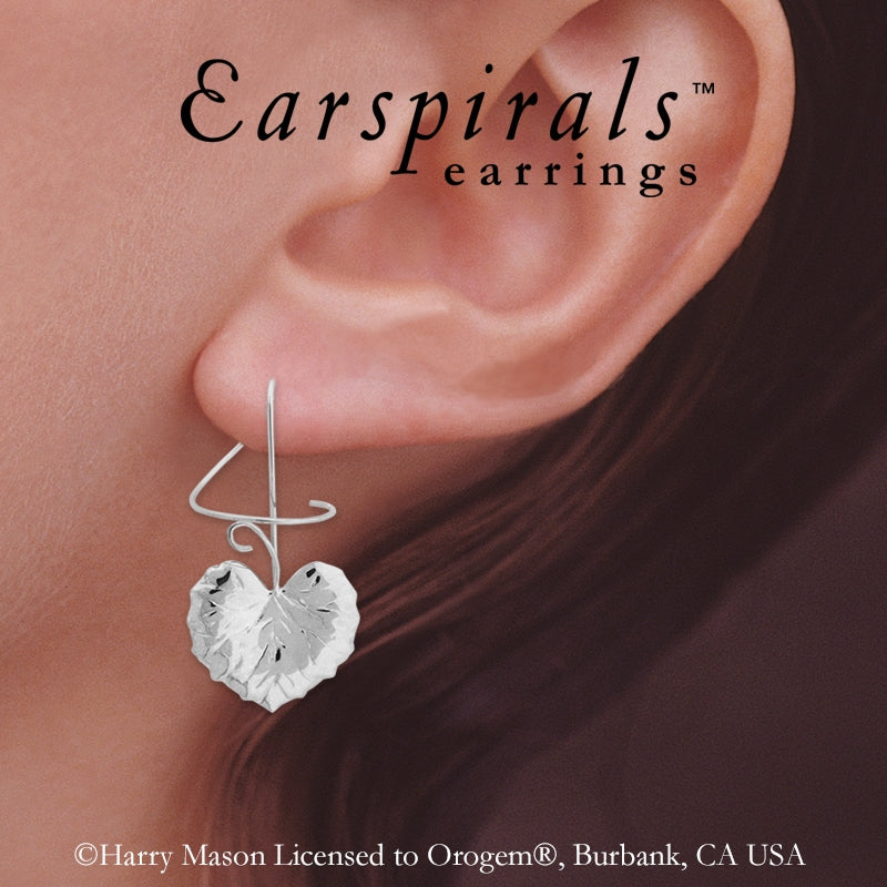 Earspirals Earrings Galax Virginia Leaf in Sterling Silver