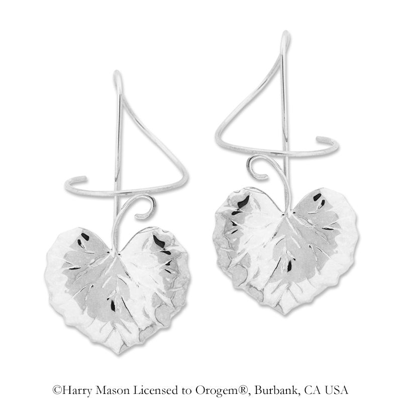 Earspirals Earrings Galax Virginia Leaf in Sterling Silver