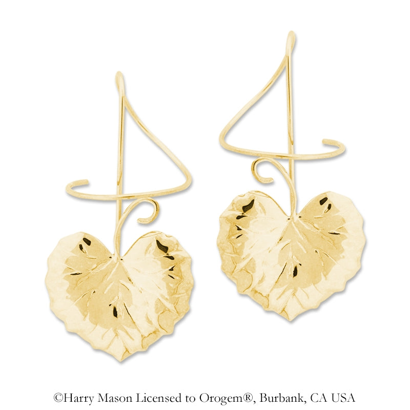 Earspirals Earrings Galax Virginia Leaf in 18k Gold Over Sterling Silver