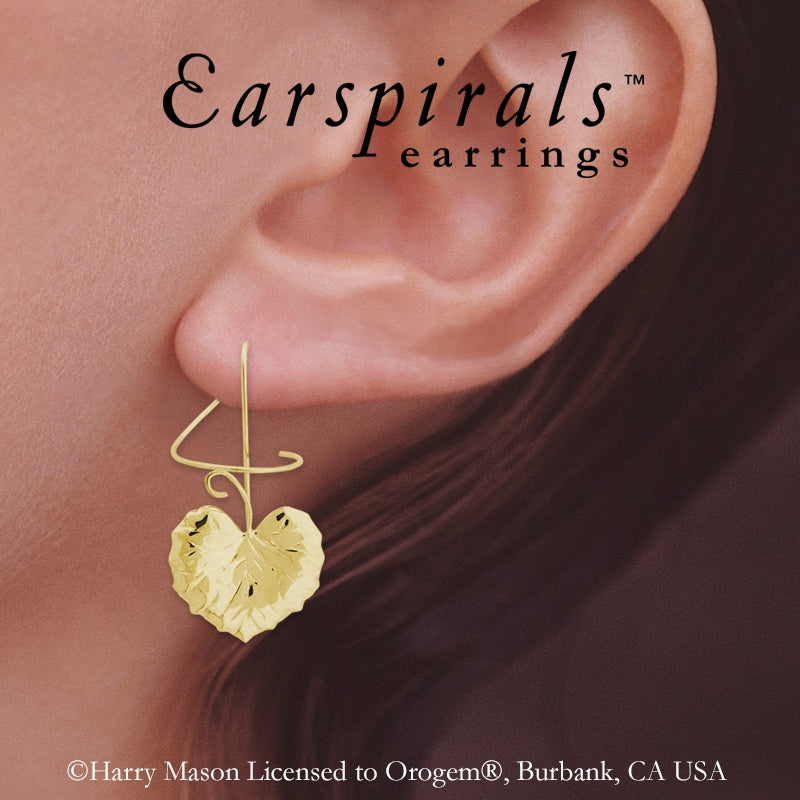 Earspirals Earrings Galax Virginia Leaf in 18k Gold Over Sterling Silver