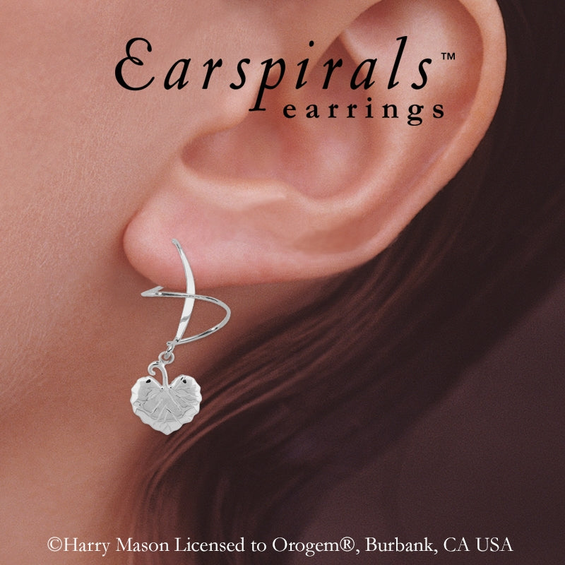 Earspirals Earrings Galax Virginia Leaf Dangle Sterling Silver