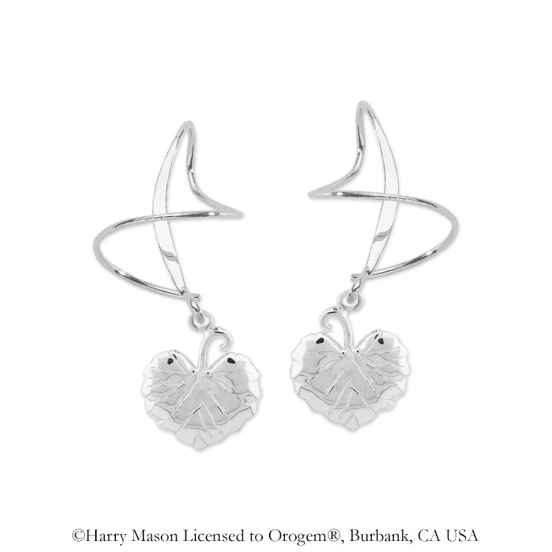 Earspirals Earrings Galax Virginia Leaf Dangle Sterling Silver