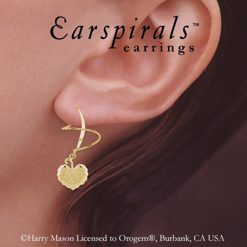 Earspirals Earrings Galax Virginia Leaf Dangle 18k Gold Over Silver