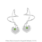 Earspirals Earrings Dangle Galax Virginia Leaf with Swarovski Crystal Sterling Silver