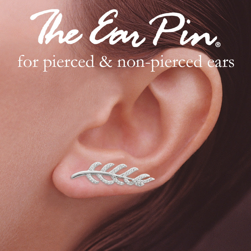 Vine Ear Pin Ear Climber Earrings for Larger Ears Cubic Zirconia Sterling Silver