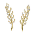 Ear Pin Earclimber Earrings Cubic Zirconia Vine Larger Ears Gold Over Silver