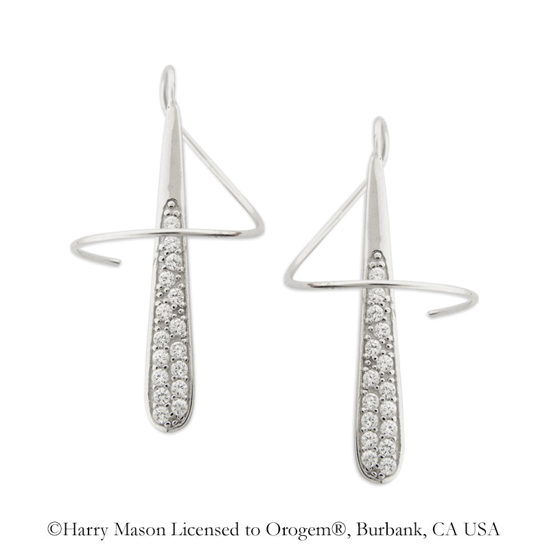 Sterling Silver Cubic Zirconia Pave Teardrop Earspirals Earrings