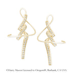 18k Gold Over Silver Cubic Zirconia Random Wave Earspirals Earrings
