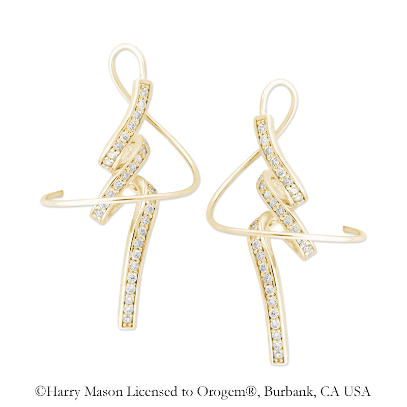 18k Gold Over Silver Cubic Zirconia Random Wave Earspirals Earrings