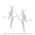 Sterling Silver Cubic Zirconia Random Wave Earspirals Earrings