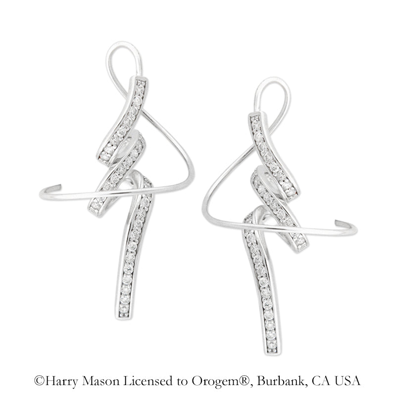 Sterling Silver Cubic Zirconia Random Wave Earspirals Earrings
