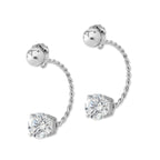 1.50 Carats. Twt. Round Cubic Zirconia Cioro Illusion Twisted Rope Silver Earrings