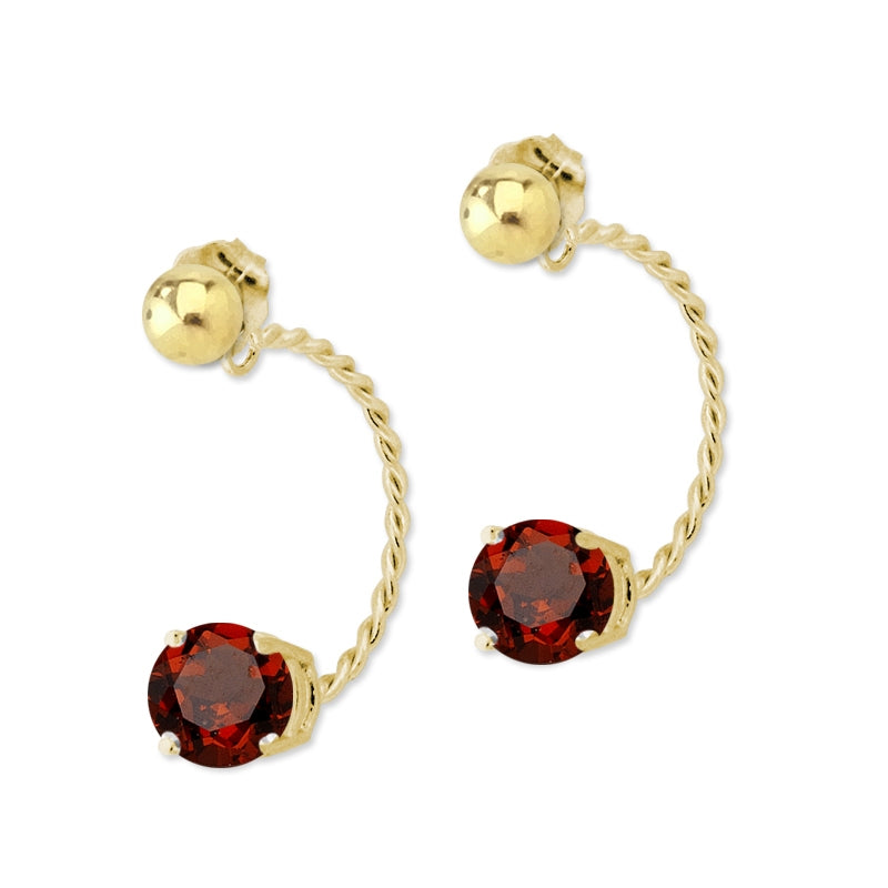 Front to Back Earrings Birthstone Color Twisted Rope Gold Over Silver Earrings