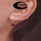 Front to Back Earrings Birthstone Color Twisted Rope Gold Over Silver Earrings