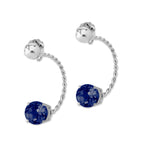 1.50 Carats. Twt. Round Birthstone Twisted Rope Front to Back Earrings Silver