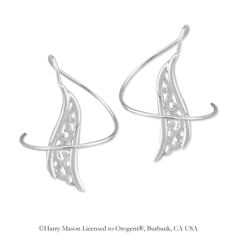Sterling Silver Double Wave Filigree Mesh Earspirals Earrings