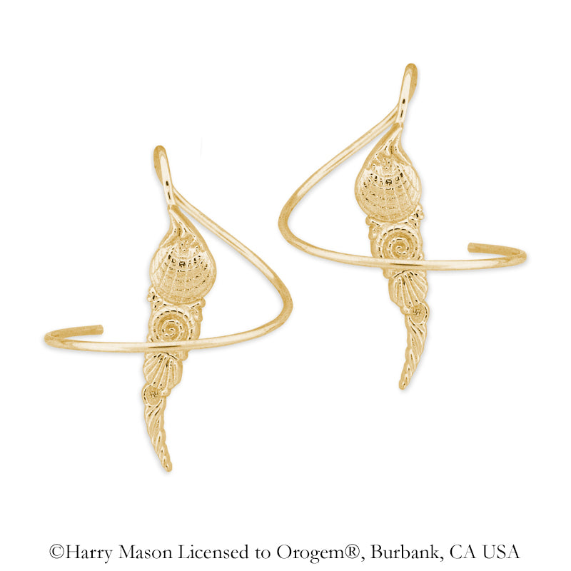 18k Gold Over Silver Multiple Seashells Tapered Earspirals Earrings