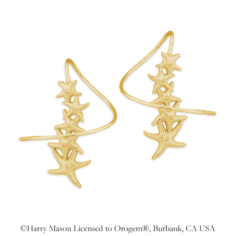 18k Gold Over Silver Graduated Starfish Earspirals Earrings