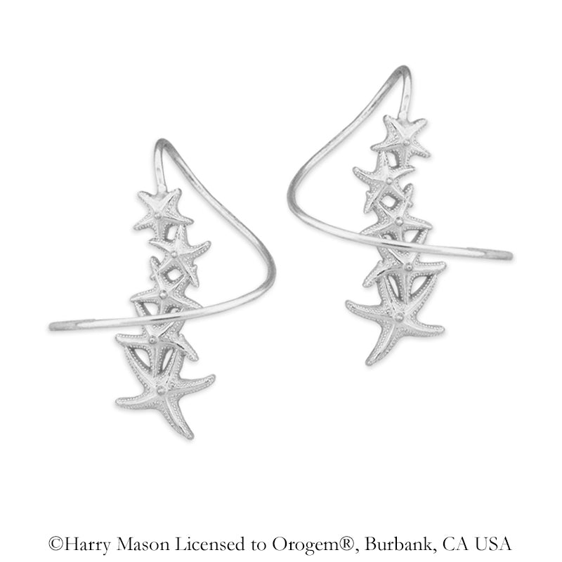 Sterling Silver Graduated Starfish Earspirals Earrings