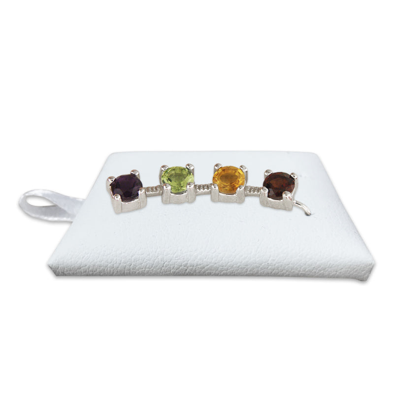 Multi-Color Genuine Gemstone Sterling Silver Ear Pin Earrings