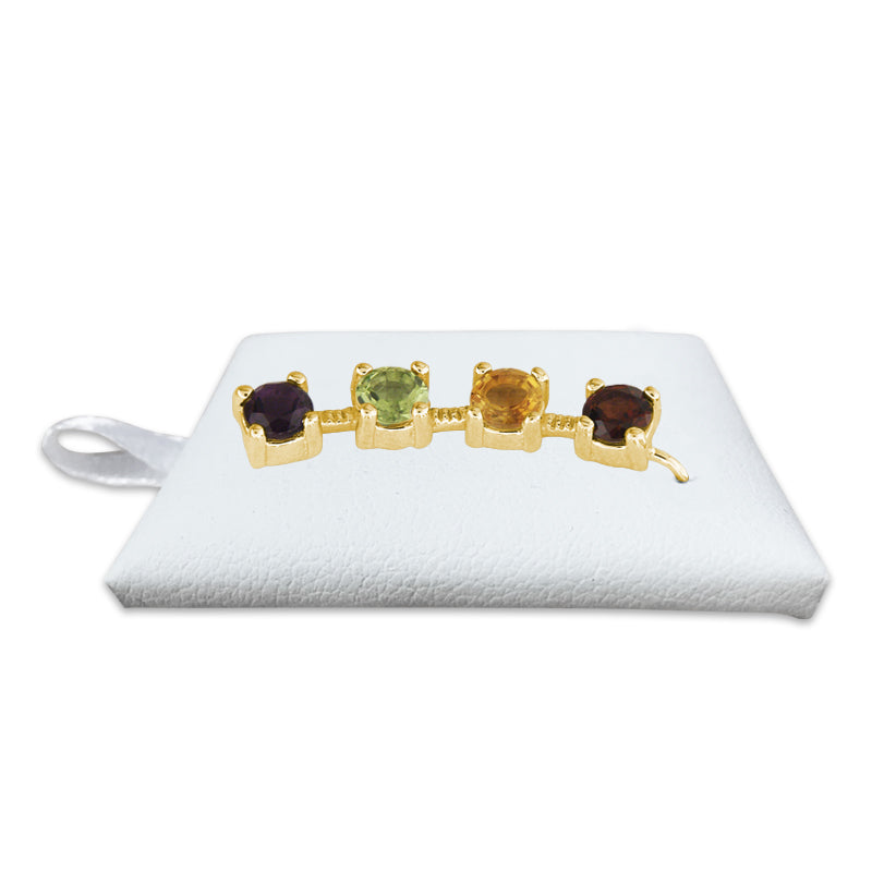 Multi-Color Genuine Gemstone Gold Over Silver Ear Pin Earrings