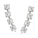 Sterling Silver 4-in-1 Bold Arc Cubic Zirconia Ear Pin Earrings