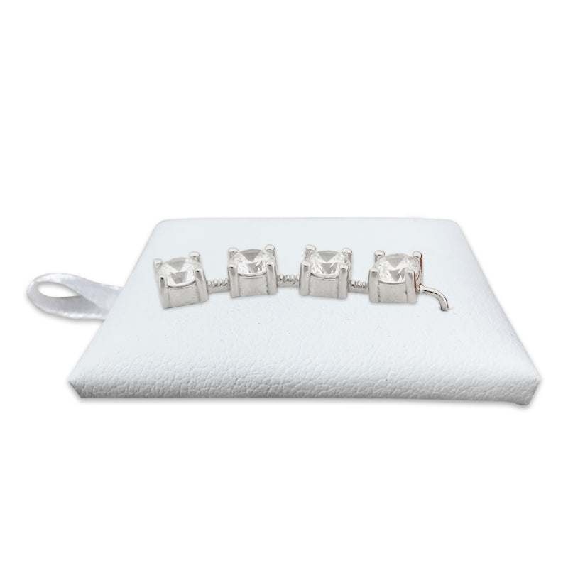 Sterling Silver 4-in-1 Bold Arc Cubic Zirconia Ear Pin Earrings