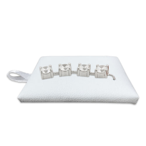 Sterling Silver 4-in-1 Bold Arc Cubic Zirconia Ear Pin Earrings