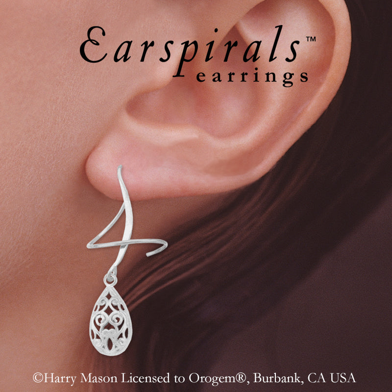 Sterling Silver Puffed Teardrop Earspirals Earrings
