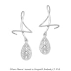 Sterling Silver Puffed Teardrop Earspirals Earrings
